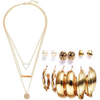 YouBella Fashion Jewellery Gold Plated Necklace and Earrings Combo Jewellery Set for Girls and Women (Gold) (Style 3)