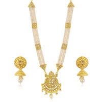 Sukkhi Classic LCT Gold Plated Wedding Jewellery Pearl Long Haram Necklace Set For Women (N83782)