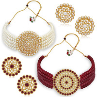 Sukkhi Amazing Gold Plated Combo Choker Necklace Set for Women (CBNS104222)