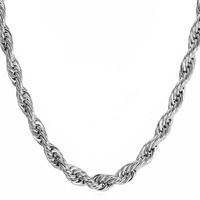 Nakabh Anti-Tarnish Stainless Steel Rope Chain Necklace For Men Boys (Silver)