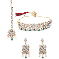 YouBella Jewellery Sets for Women Gold Plated Necklace Jewellery set with Earrings For Girls/Women (Green)