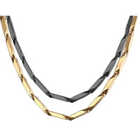 Nakabh Stainless Steel Stylish Rice Chain for Men and Boys (Combo Black + Golden)