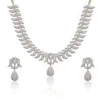 YouBella Jewellery American Diamond Gold Plated Necklace Set/Jewellery Set with Earrings for Women