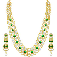 Peora Traditional Gold Plated Anushka Sharma Inspired Kundan Long Necklace with Earring Jewellery Set for Women Girls