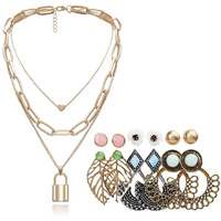 YouBella Fashion Jewellery Gold Plated Necklace and Earrings Combo Jewellery Set for Girls and Women (Gold) (Style 1)