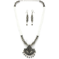 Sukkhi Ethnic Oxidised Silver Plated Stylish Beads Long Necklace Set And Earring | Jewellery Set For Women (NS105589)