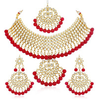 Sukkhi Glorious Kundan Gold Plated Choker Necklace Set for Women (N73542_D1)