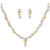 ZENEME Jewellery Set Sparkling CZ Diamond with Leafy Design Necklace Set For Women and Girl