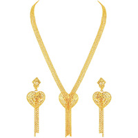 Asmitta Jewellery Gold Plated Heart Shape Necklace with Earrings Indian Traditional Festive Bridal Wear Jewellery Set for Women