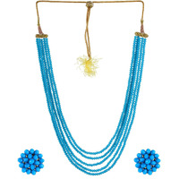 Karatcart Blue Crystal Beads Multi-Strand Necklace Set For Womens