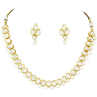 Karatcart Traditional Kundan Jewellery Set for Women ( White )