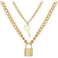 Jewels Galaxy Gold Plated Trending Lock Inspired Layered Necklace Set (Design 6) (CT-NCKK-44166)