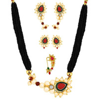 VAMA Fashions Maharashtrian Jewellery Marathi Nath Mangalsutra Set with Earrings for Women