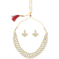 ZAVERI PEARLS Gold Tone Traditional Kundan Necklace Set For Women-ZPFK8711