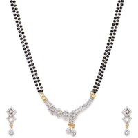 Jewels Galaxy Stunning AD Studded Gold Plated Elegant Mangalsutra Set for Women (Design 2) (CT-MNSS-44502)