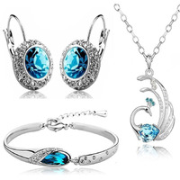 YouBella Fashion Jewellery Crystal Combo of Pendant Necklace Set, Bangle Bracelet and Earrings for Women and Girls