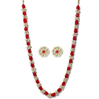 Karatcart Tassels Rani Haar Necklace Set for Women ( Red Beads )