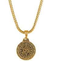 Nakabh Oxidised Gold Plated 3D Pendant Chain for Men Boys (NAK-2304203)