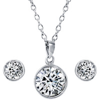 Mahi Rhodium Plated Solitaire Pendant Set for Women NL1104136R