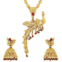 ASMITTA Peacock Inspired Gold toned Necklace for Women Jewellery Set/Jewelry for Girls