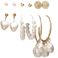 Jewels Galaxy Delicate Pearl Multi Designs Brilliant 6 Pair of Earrings For Women/Girls (JG-PC-ERGV-178)