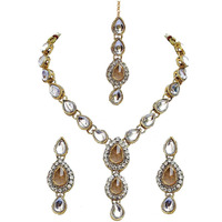 Lucky Jewellery 1-Line Golden Colour Kundan Set (MSK-1-LINE-LCT)