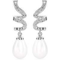 CLARA 925 Sterling Silver Pearl Twist Earrings | Rhodium Plated, Swiss Zirconia, Screw Back | Gift for Women & Girls