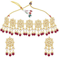 Sukkhi Attractive Gold Plated Kundan & Pearl Collar Necklace Set For Women (NS101499)