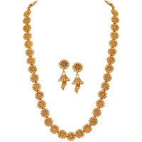 JFL - Jewellery for Less Golden One Gram Gold Plated Necklace Set For Women and Girls,Valentine