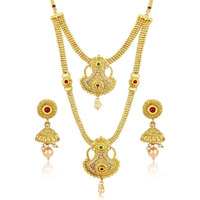 Sukkhi Ethnic Gold Plated Wedding Jewellery Long Haram Necklace Set For Women (N72488GLDPH022018)