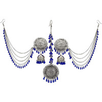 YouBella Earrings for Women Jewellery Earrings Afghani Kashmiri Tribal Jhumka earrings ear rings for Girls and Women (BLUE)