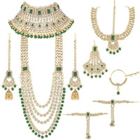 Aheli Ethnic Indian Traditional Bollywood Fashion Kundan Bridal Jewelry Set with Choker Earrings Maang Tikka Hathphool for Women