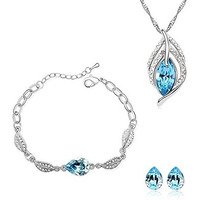 Nakabh Blue Austrian Crystal Combo Jewellery of Pendant Set With Earrings & Bracelet For Girls and Women in Love (Combo 3)