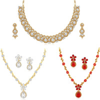 Sukkhi Exotic LCT Gold Plated Austrian Diamond Set of 3 Necklace Combo for Women (SKR69151)