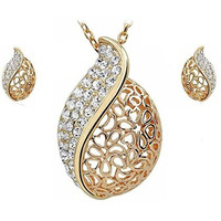 Nakabh Elegant Austrian Crystal Pendant and Earrings Combo For Girls and Women (Style 4)