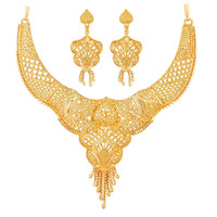 APARA Gold Plated Traditional Earring Necklace One Gram Jewellery Set For Women