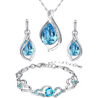 Oviya Combo of Lovely Blue Bracelet and Pendant Set with Crystal Stones CO2104688R