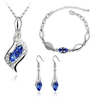 Nakabh Crystal Combo Jewellery of Pendant Necklace Set With Earrings & Bracelet For Girls and Women