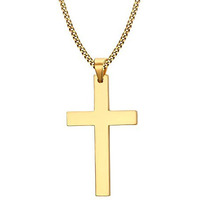 Asma Simple Cross Cuban Chain Stainless Steel Pendant,Gold Plated Necklace for men