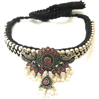 Sasitrends German Silver Oxidised Jewellery Set with AD Stones for Women & Girls - Traditional Elegance for Every Occasion