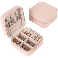 AUGEN Poratble Mini PU Leather Small Jewelry Box, Travel Portable Jewelry Case for Ring, Pendant, Earring, Necklace, Bracelet Organizer Storage Holder Boxes - C3