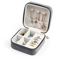 BUYORY Jewellery Organiser Box, Jewellery Box For Women,Portable Travel Jewellery Organiser Pouch, Small Jewellery Box Organiser For Ring, Pendant, Earring, Necklace, Bracelet (Velvet Grey)