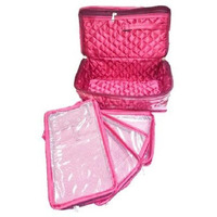 atorakushon Jewellery 5 Pouches Necklace Pink Earrings Tops Studs Half Set Bag Box Case Organizer for Women Girls NonWoven