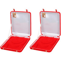 atorakushon Red Women Velvet Jewellery Storage Boxes Necklace Ring Earring Pendant Half Set Wedding Organizer Pack 2