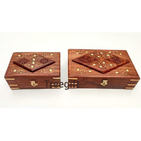 Treegift Wooden Jewellery Box for Women Jewelry Organizer Hand Carving and Brass work Gift Item.Brown (Sheesham Wood) (Set)