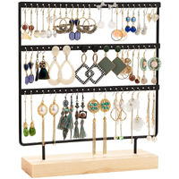 ROLLYWARE Metal Earring 3 Layer 70 Holes Stand Organizer Jewelry Display Stands Earring Organizer Stand Suitable To Organize Necklace & Bracelets & Earring Holder Jewelry Holder Black