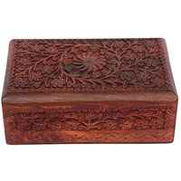 GIFTOS365 Handmade Wooden Jewellery Box for Women Jewel Organizer Hand Carved with Intricate Carvings Gift Items - 8 inches