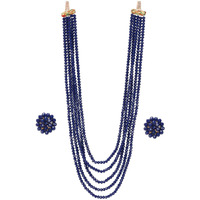 Karatcart Crystal Base Metal Necklace Set for Women & Girls (Blue)