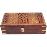 RGrandsons Handmade Wooden Jewellery Box for Women Jewel Organizer Hand Carved with Intricate Carvings Gift Items - 12 Inches