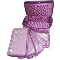 Atorakushon Satin Purple Jewellery 5 Pouches Necklace Earrings Tops Studs Half Set Bag Box Case Organizer for Women Girls